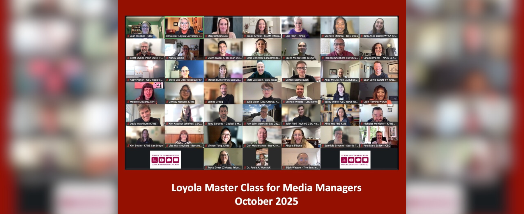 The fall 2025 cohort of media managers for the Master Class for Media managers on Zoom 